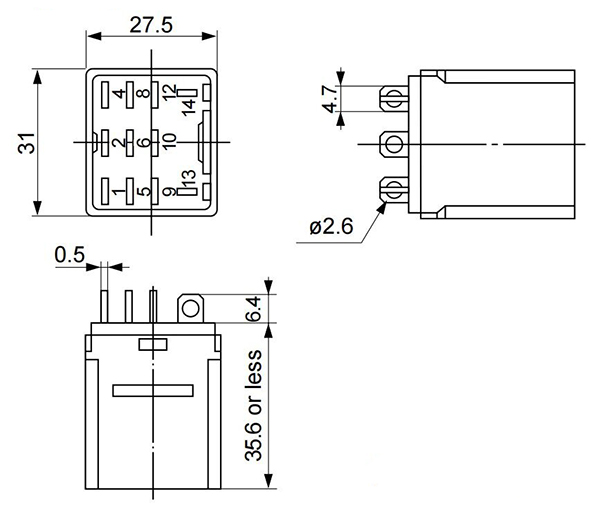 3PDT HH63P electromagnetic relay dimension 3PDT HH63P electromagnetic relay dimension