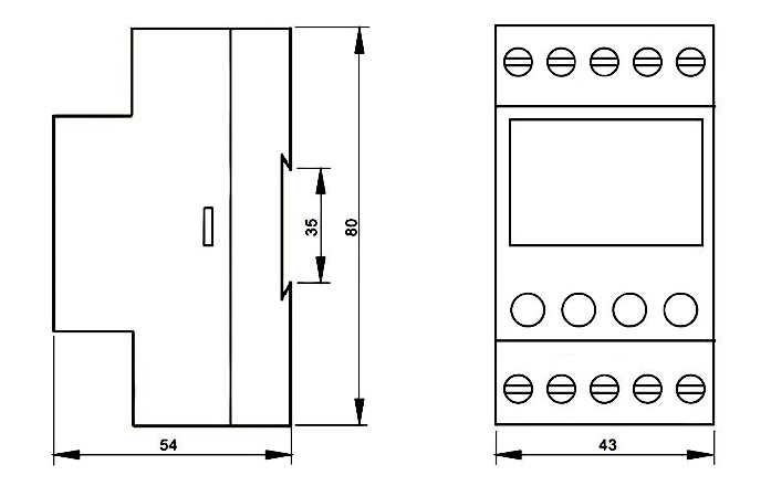 3 phase voltage monitoring relay dimension