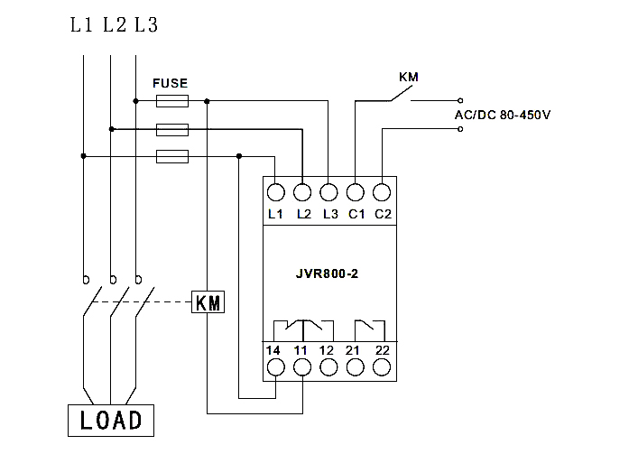 3 phase voltage monitoring relay wiring diagram
