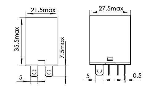 DPDT electromagnetic relay dimension