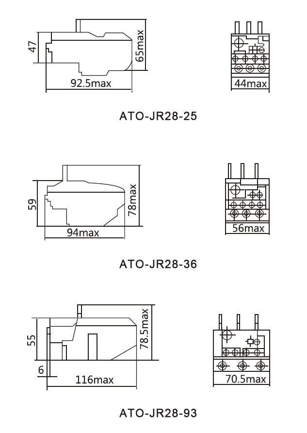JR28 thermal overload relay dimension JR28 thermal overload relay dimension