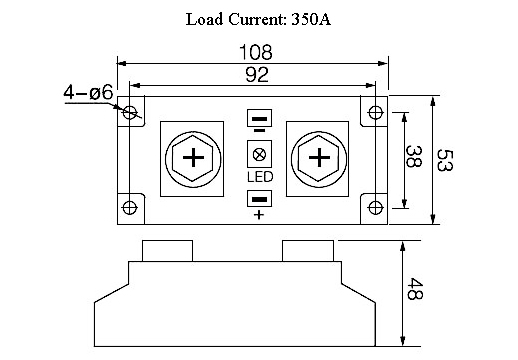 Industrial solid state relay 350A dimension