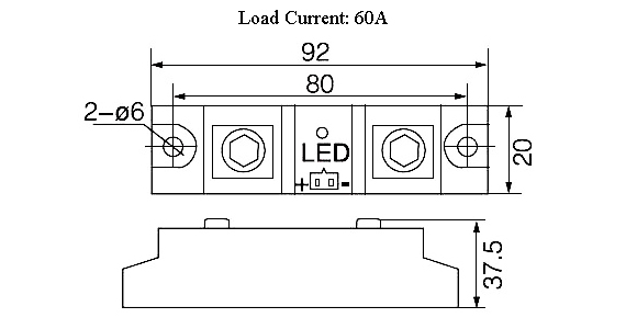 Industrial solid state relay 60A dimension