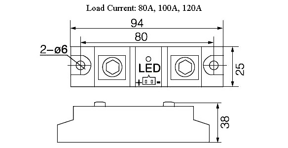 Industrial solid state relay 80A 100A 120A dimension