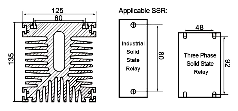Solid stste relay heat sink dimension